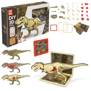 Конструктор 3D, 42 детали, с подставкой, в коробке 32х5х20 см Анатомия животных. Динозавр 310B-1