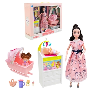 Лялька, з немовлям, меблями та аксесуарами, в коробці 29 см Family Ardana Baby 202167