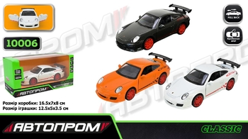 Машинка металлическая 1:32, инерционный механизм, микс 3 вида, в коробке 16,5х7х8 см Porsche 911 GT3 RS 10006 АвтоПром