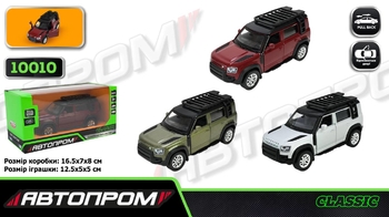 Машинка металева 1:32, мікс 3 види, в коробці 16,5х7х8 см Land Rover Defender 110 10010 АвтоПром