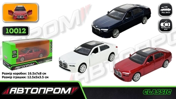 Машинка металлическая 1:32, микс 3 вида, в коробке 16,5х7х8 см BMW i7 G70 10012 АвтоПром