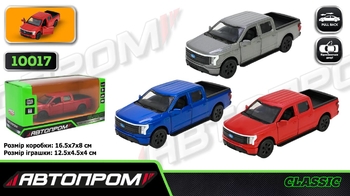 Машинка металлическая 1:32, микс 3 вида, в коробке 16,5х7х8 см F-150 Lightning Platinum 10017 АвтоПром
