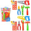 Іграшкові інструменти пластикові, в наборі 10 предметів, мікс 2 види, в пакеті 26*18*2 см 7023