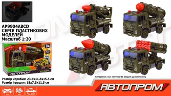 Машинка, зі світлом та звуком, мікс видів, в коробці 23,5х15,5х11,5 см Військова техніка AP9904ABCD АвтоПром