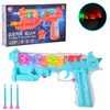 Іграшковий пістолет, з прозорим корпусом та кольорвими деталями, звук, світло, набої-присоски, у коробці 24,7х5х14,9 см HJ608A