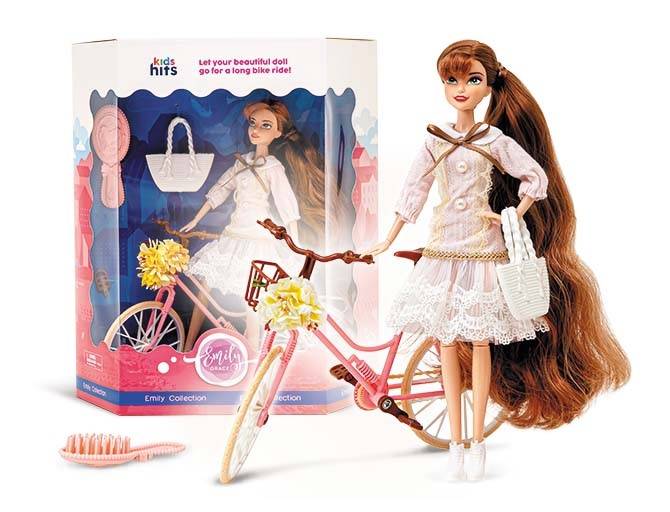 Кукла с велосипедом и аксессуарами в коробке 30х34х10 см Emily Romantic KH23/019 Kids Hits Кукла с велосипедом и аксессуарами в коробке 30х34х10 см Emily Romantic KH23/019 Kids Hits