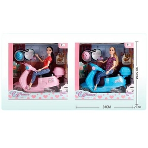 Кукла, с скутером и аксессуарами, микс 2 вида, в коробке 30х27х6 см. KQ119