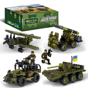 Конструктор IBLOCK Армія, 83-140 деталей, мікс 4 вида, в коробці 22*4,5*14 см PL-921-425