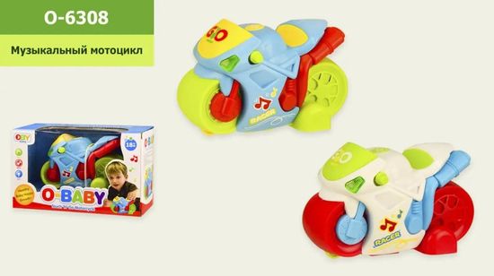 Музичний іграшковий мотоцикл, 14х7х9,5 см O-6308 O-Baby Музичний іграшковий мотоцикл, 14х7х9,5 см O-6308 O-Baby