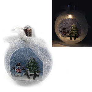 Новорічна куля Snow з 3D малюнком та LED підсвічуванням. Розмір 11х9.5х3.5 см Josef Otten KP-K0038