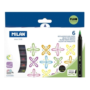 Фломастери-пензлики, 6 кольорів Fluo 0612606FL 754061 Milan