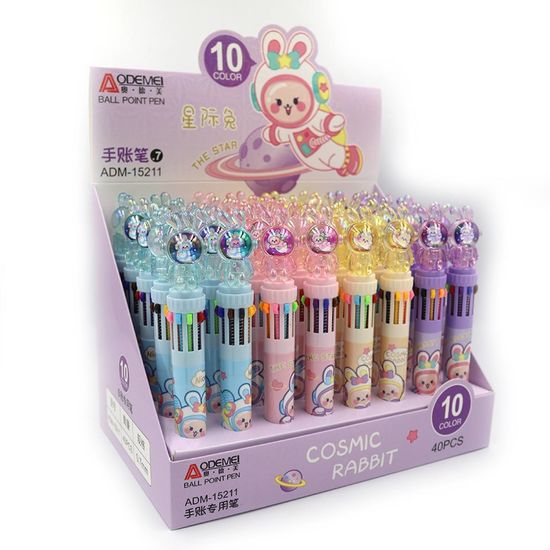 Ручка кулькова автоматична 10 кольорів, 0,5 мм, мікс Cosmic Baby 15211 754411 Aodemei Ручка кулькова автоматична 10 кольорів, 0,5 мм, мікс Cosmic Baby 15211 754411 Aodemei