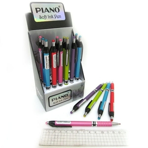 Ручка масляна автоматична синя 0.7 мм, мікс Color PB-165-C Piano