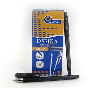 Ручка масляна чорна 0.7 мм з гумовим тримачем Easy Office Josef Otten 5022