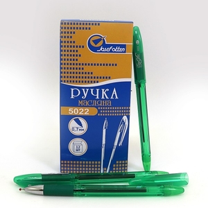 Ручка масляна зелена 0.7 мм з гумовим тримачем Easy Office Josef Otten 5022