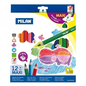 Карандаши цветные, 12 цветов с точилкой MAXI 0722612 738643 Milan