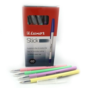 Ручка шариковая синяя 0.7 мм, микс Pastel Stick 1230P Luxor
