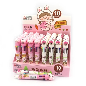 Ручка кулькова автоматична 10 кольорів, 0,7 мм, мікс Cute rabbit ADM-15203 Aodemei