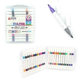 Набір скетч-маркерів двосторонніх акрилових, 48 кольорів (24 шт), з глітером Металік M6146-24 Aodemei
