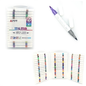 Набір скетч-маркерів двосторонніх акрилових, 96 кольорів (48 шт), з глітером Металік M6146-48 Aodemei