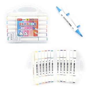 Набір скетч-маркерів двосторонніх акрилових, 12 кольорів M6147-12 Aodemei