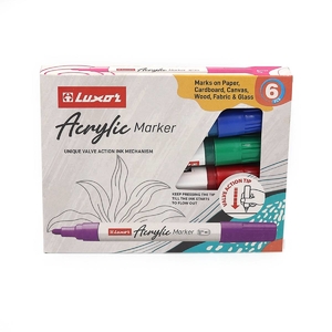 Набір акрилових маркерів, 6 кольорів 14030 Luxor