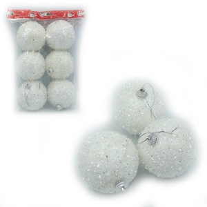 Ялинкові кулі білі, розмір 8 см, 6 шт в упаковці Snow DSCN1519-8 Josef Otten