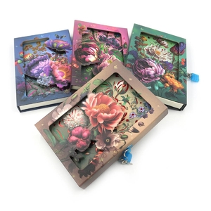 Блокнот, 40 сторінок, обкладинка картон твердий, на замочку, мікс Flowers LP32K-0835 Josef Otten