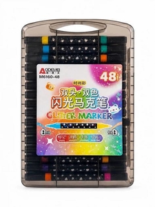 Набор скетч-маркеров, 96 цветов (48 шт), с блестками Glitter M6160-48 Aodemei