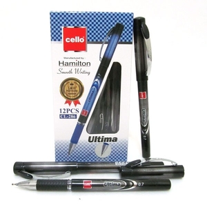 Ручка масляна чорна 0.7 мм з гумовим тримачем Ultima Cello CL-286