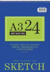 Альбом для эскизов А3, 24 листа, белая бумага, 200 г/м2 SKETCH XQSU3200 756103 Art Nation