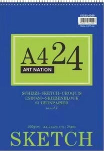 Альбом для эскизов 31х21 см, 24 листа, белая бумага, 200 г/м2 SKETCH XQSU4200 756104 Art Nation