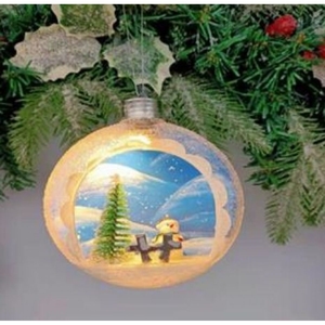 Елочный шар с LED-подсветкой, размер 10 см Снеговик YZ-BL008 752050 Josef Otten