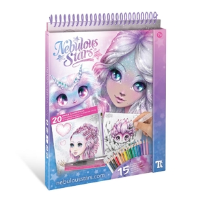 Набір для творчості: розмальовка, кольорові олівці, пензлик, інструкція Зоряна акварель 11133 Nebulous Stars