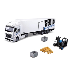 Игровой набор, масштаб 1:43: фура Mercedes-Benz Actros с погрузчиком, в коробке 9х52х13 см 18-31471 Bburago