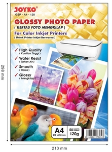 Фотобумага глянцевая А4, 50 листов, плотность 120 г/м2 GSP-A4-120 Joyko