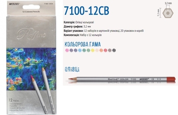 Олівці кольорові 12 кольорів Raffine 7100-12 Marco