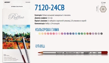 Карандаши акварельные 24 цвета Raffine 7120-24 Marco