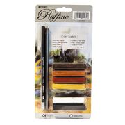 Набор для графики: чернографитный карандаш, угольный карандаш, пастель 6 цветов Raffine 7991-BL Marco