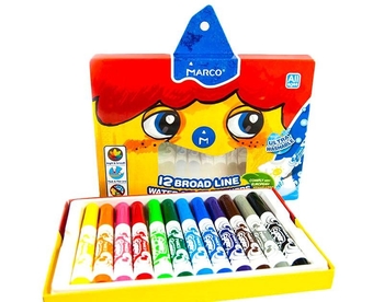 Фломастери 12 кольорів, на водній основі Jumbo Super Washable 1632-12 Marco