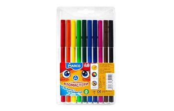 Фломастеры 10 цветов, на водной основе Super Washable 1690-10 Marco