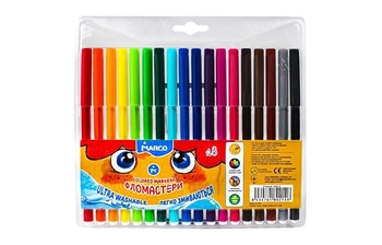 Фломастери 18 кольорів Super Washable 1690-18 Marco