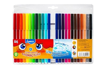 Фломастеры 24 цвета Super Washable 1690-24 Marco