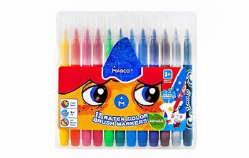Фломастери-пензлики 12 кольорів Super Washable 1633-12-PB Marco
