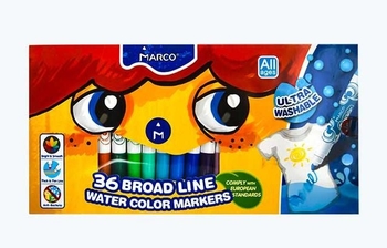 Фломастери 36 кольорів, на водній основі Jumbo Super Washable 1632-36 Marco