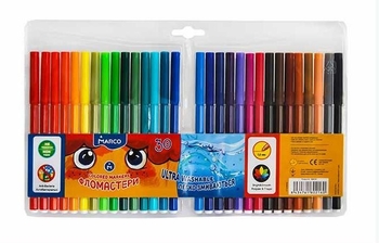 Фломастери 30 кольорів, на водній основі Super Washable 1690-30 Marco