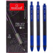 Ручка масляна автоматична синя 0.7 мм трикутний корпус Radius Trixo