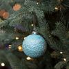 Елочный шар, размер 8 см, голубая матовая Орнамент 973850 Novogod'ko