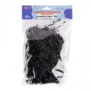 Наповнювач паперовий для подарункових пакетів та боксів, 30 г, гофрований, чорний 742857 Santi