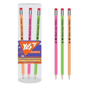 Карандаш чернографитный HB, с ластиком Erudite Neon 280596 Yes